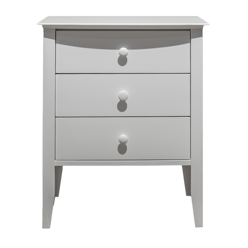 Cottage Three Drawer Nightstand — Maple wood reference; selected finish may differ