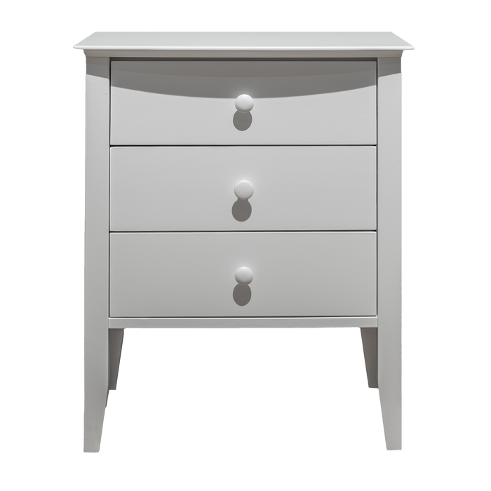 Cottage Three Drawer Nightstand — Maple wood reference; selected finish may differ