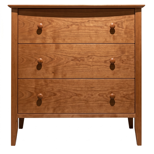 Cottage Three Drawer Nightstand — Cherry wood reference; selected finish may differ