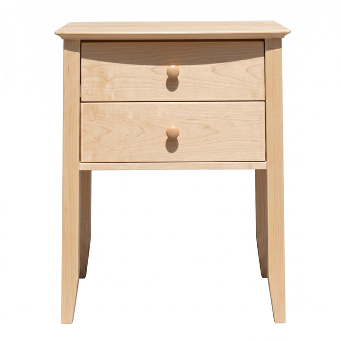 Cottage Two Drawer Nightstand — Maple wood reference; selected finish may differ