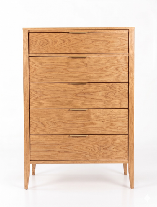 Essex Five Drawer Chest — Oak wood reference; selected finish may differ