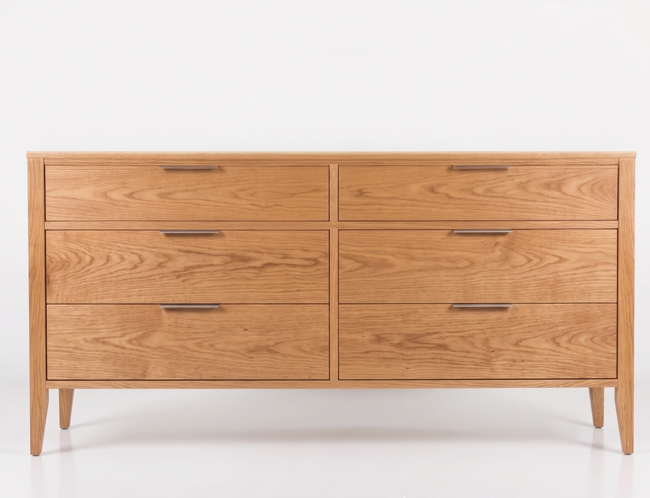 Essex Six Drawer Dresser — Oak wood reference; selected finish may differ