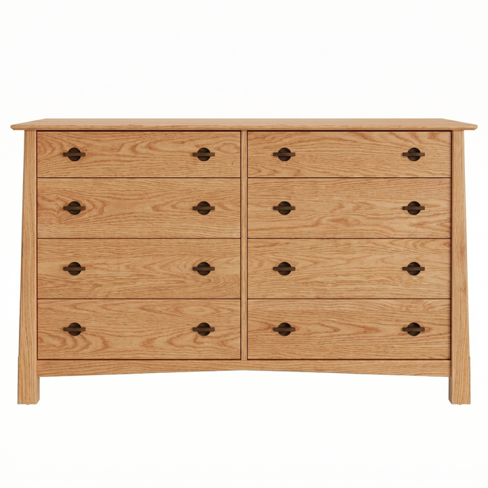 Heritage Eight Drawer Dresser — Oak wood reference; selected finish may differ