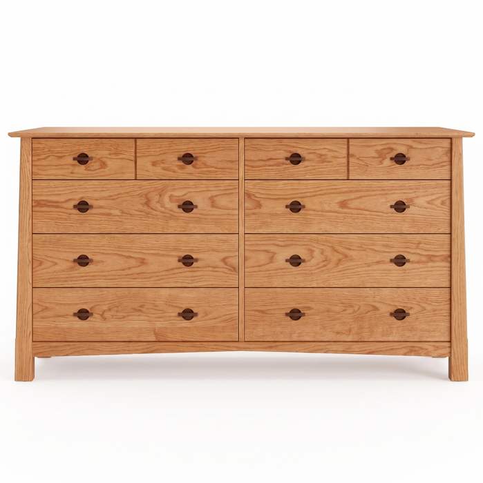 Heritage Fascade Eight Drawer Dresser — Oak wood reference; selected finish may differ