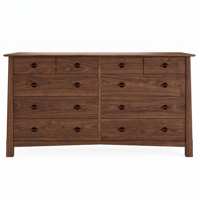 Heritage Fascade Eight Drawer Dresser — Walnut wood reference; selected finish may differ