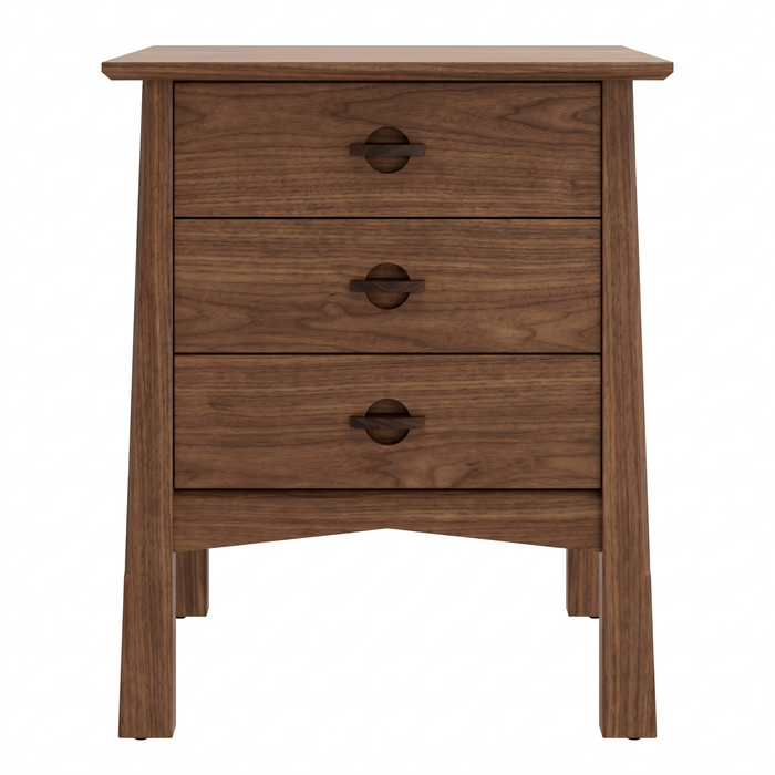 Heritage Three Drawer Nightstand — Walnut wood reference; selected finish may differ