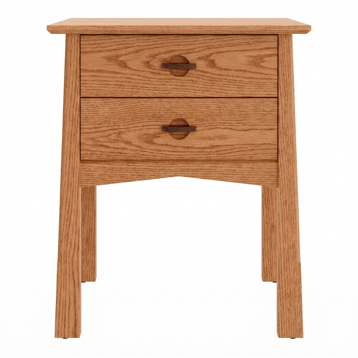 Heritage Two Drawer Nightstand — Oak wood reference; selected finish may differ