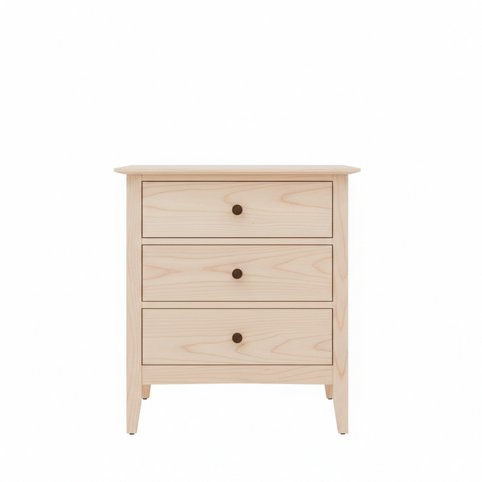 Manchester Three Drawer Nightstand — Maple wood reference; selected finish may differ