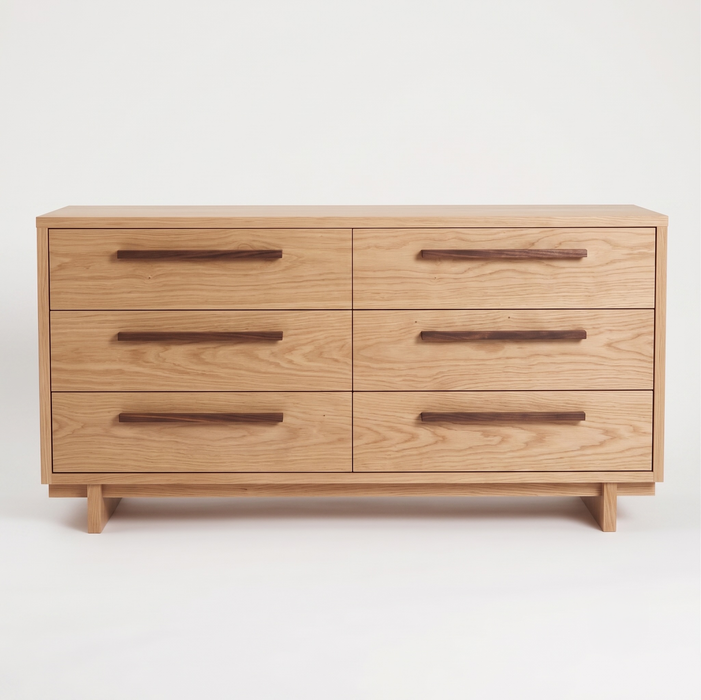 Metro Six Drawer Dresser — Oak wood reference; selected finish may differ