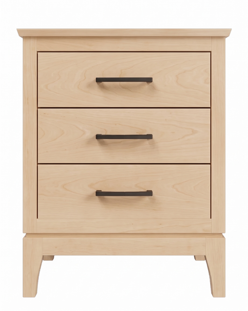 Norwich Three Drawer Nightstand — Maple wood reference; selected finish may differ