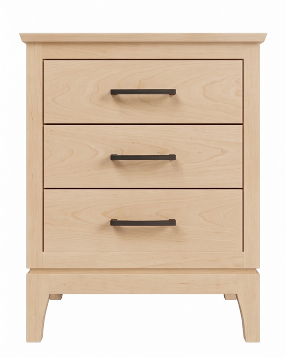 Norwich Three Drawer Nightstand — Maple wood reference; selected finish may differ