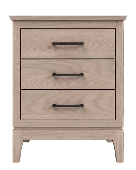 Norwich Three Drawer Nightstand — Oak wood reference; selected finish may differ