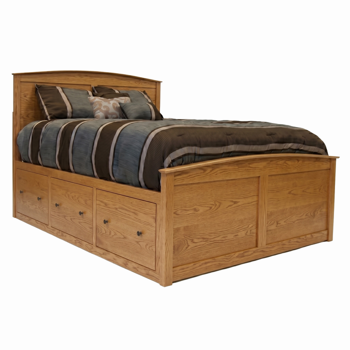 Shoreline Captains Panel Bed 3x3 — Oak wood reference; selected finish may differ