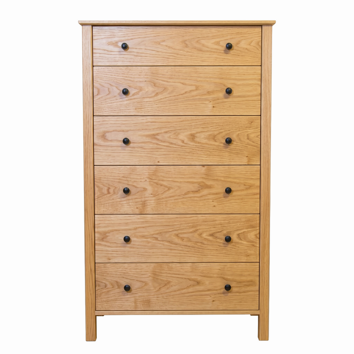 Shoreline Six Drawer Chest — Oak wood reference; selected finish may differ