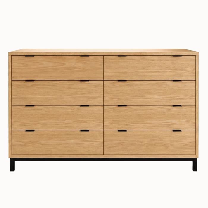 Solace Eight Drawer Dresser — Oak wood reference; selected finish may differ