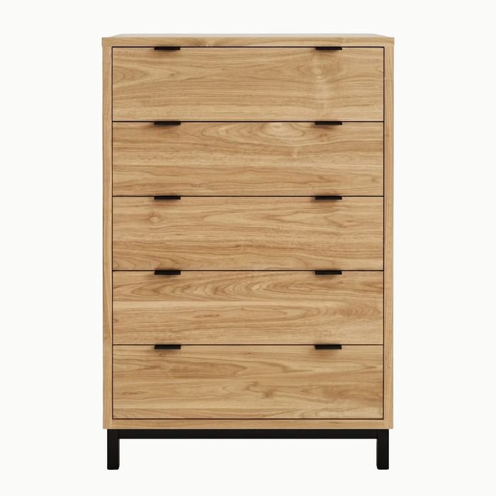 Solace Five Drawer Chest — Oak wood reference; selected finish may differ