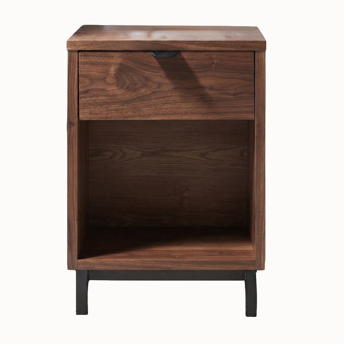 Solace One Drawer Nightstand — Walnut wood reference; selected finish may differ