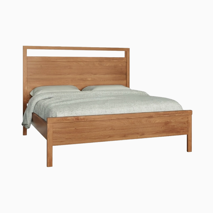 Solace Panel Bed Low Footboard — Cherry wood reference; selected finish may differ