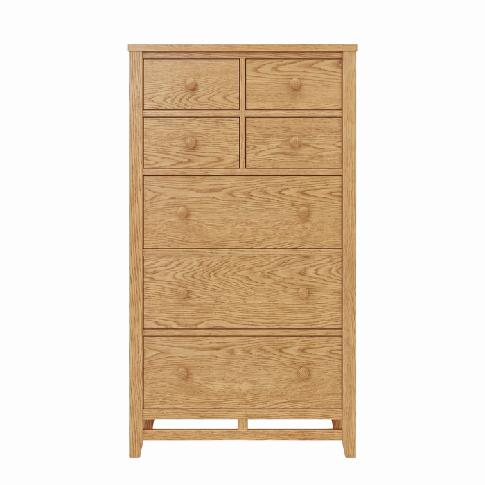 Stratton Seven Drawer Chest — Oak wood reference; selected finish may differ