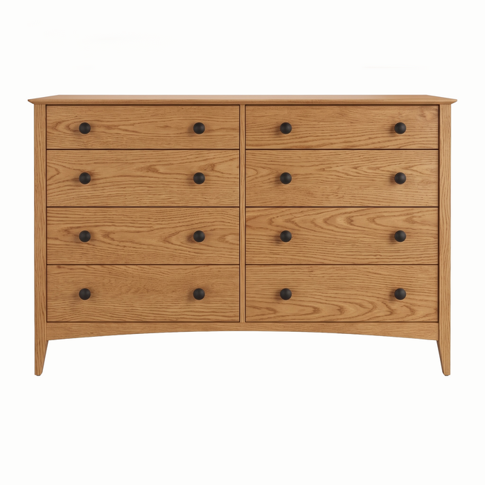 Traditional Eight Drawer Dresser — Oak wood reference; selected finish may differ