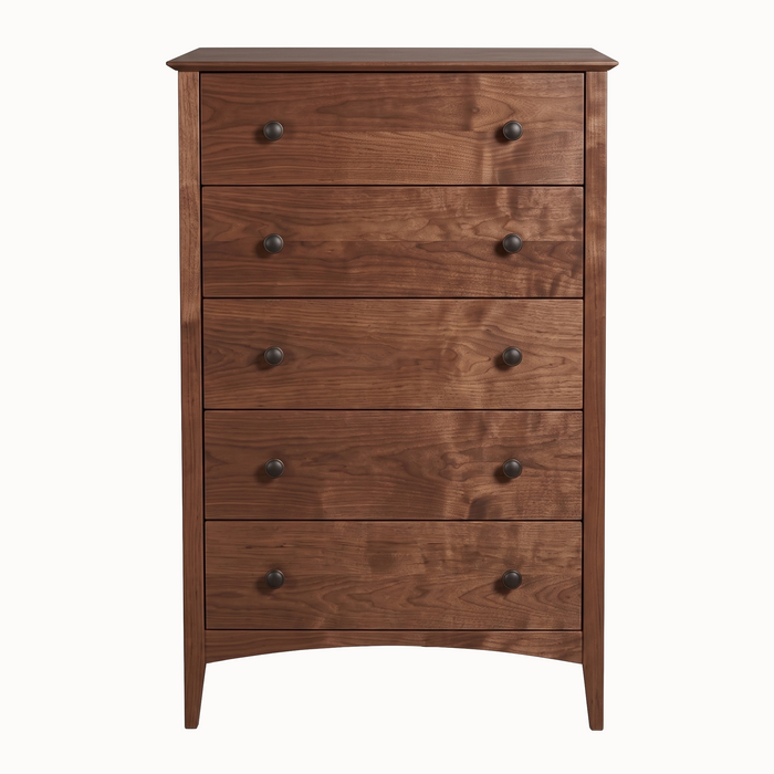 Traditional Five Drawer Chest — Walnut wood reference; selected finish may differ