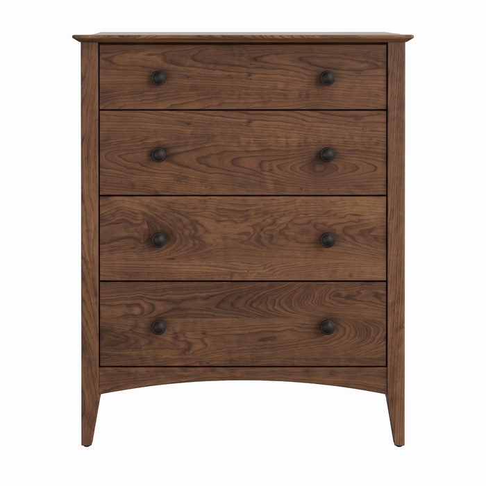 Traditional Four Drawer Chest — Walnut wood reference; selected finish may differ