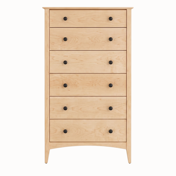 Traditional Six Drawer Chest — Maple wood reference; selected finish may differ