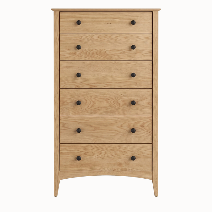 Traditional Six Drawer Chest — Oak wood reference; selected finish may differ