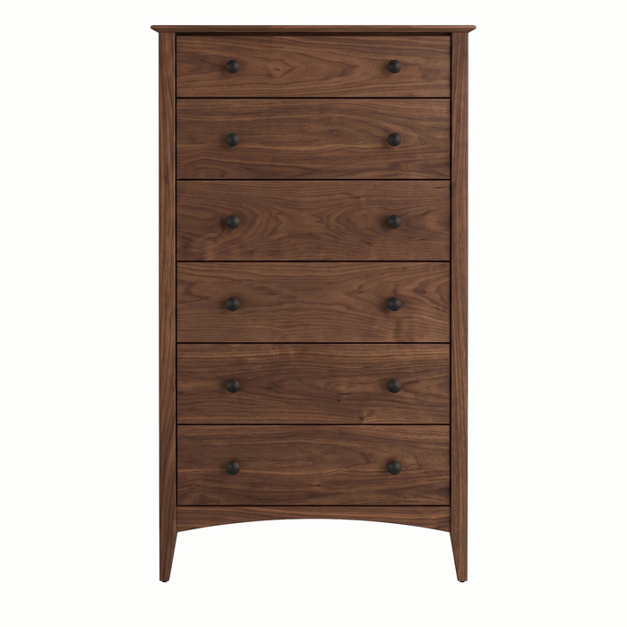 Traditional Six Drawer Chest — Walnut wood reference; selected finish may differ