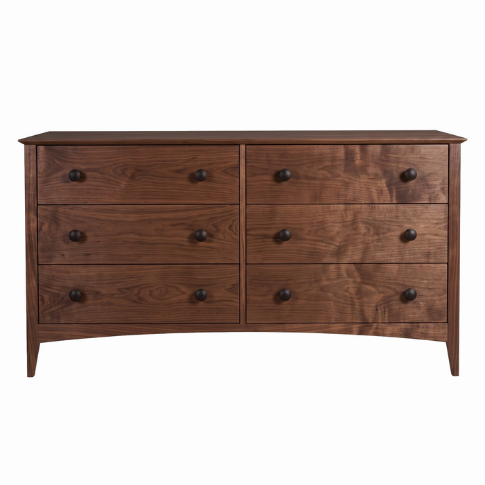 Traditional Six Drawer Dresser — Walnut wood reference; selected finish may differ
