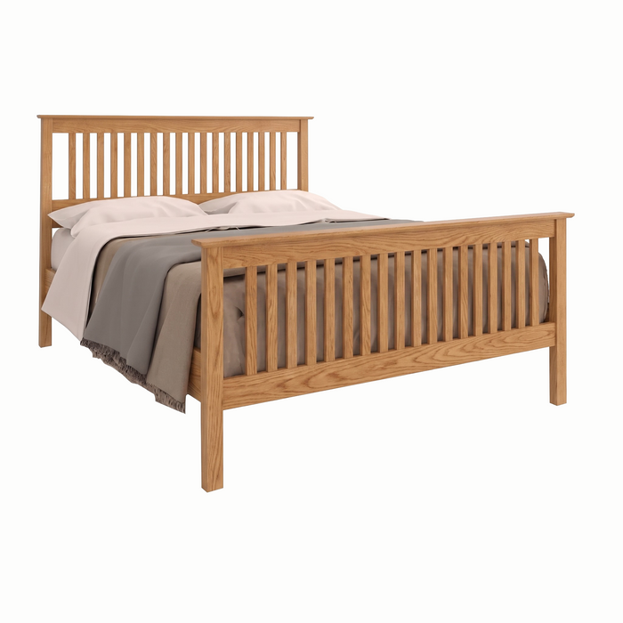Traditional Slat Bed High Footboard — Oak wood reference; selected finish may differ