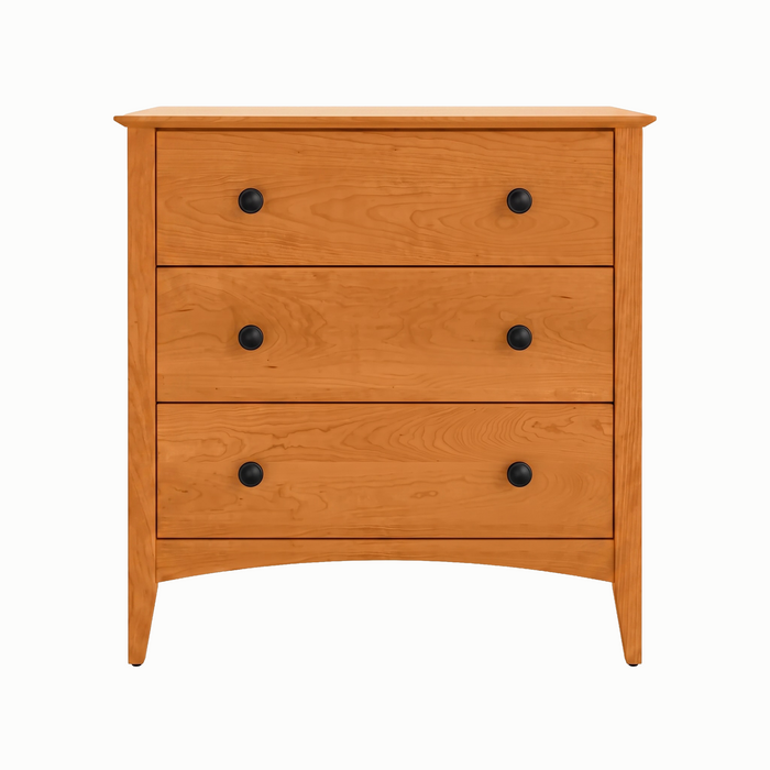 Traditional Three Drawer Chest — Cherry wood reference; selected finish may differ