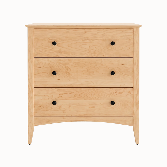 Traditional Three Drawer Chest — Maple wood reference; selected finish may differ