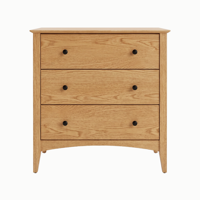 Traditional Three Drawer Chest — Oak wood reference; selected finish may differ