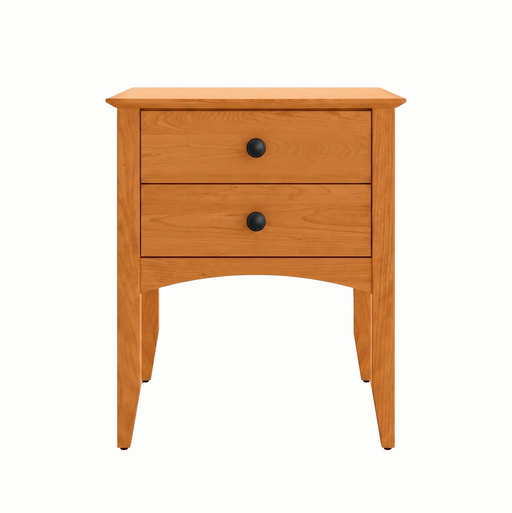 Traditional Two Drawer Nightstand — Cherry wood reference; selected finish may differ