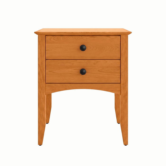 Traditional Two Drawer Nightstand — Cherry wood reference; selected finish may differ