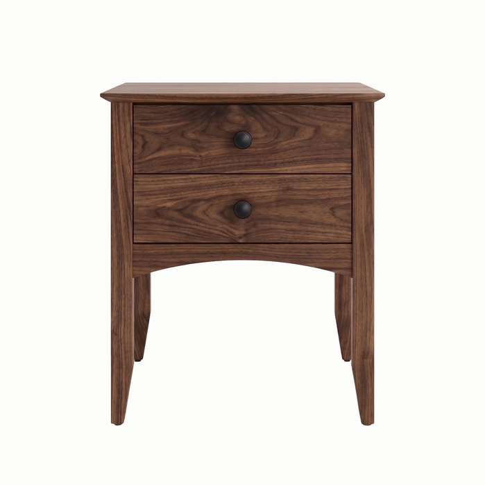 Traditional Two Drawer Nightstand — Walnut wood reference; selected finish may differ