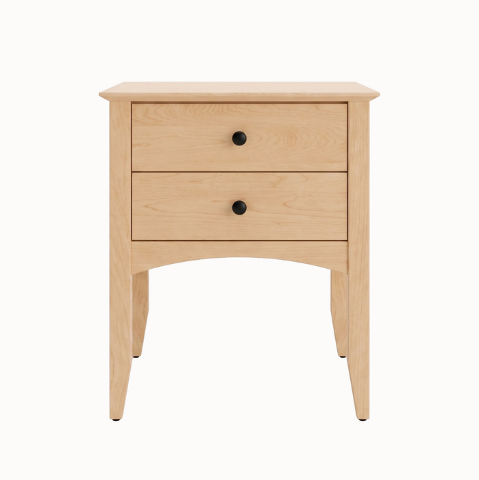 Traditional Two Drawer Nightstand — Maple wood reference; selected finish may differ