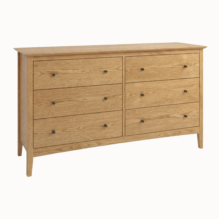 Wellesley Six Drawer Dresser — Oak wood reference; selected finish may differ