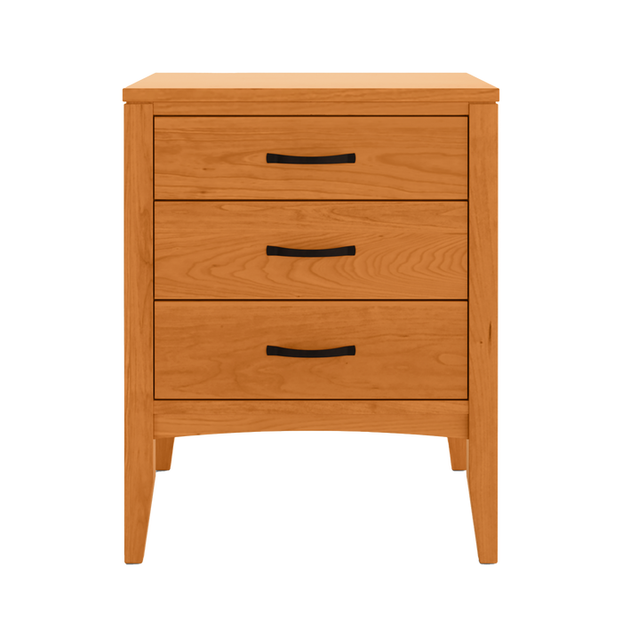 Weybridge Three Drawer Nightstand — Cherry wood reference; selected finish may differ
