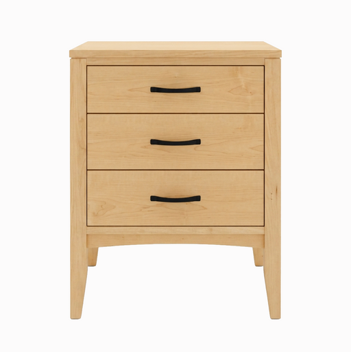 Weybridge Three Drawer Nightstand — Maple wood reference; selected finish may differ