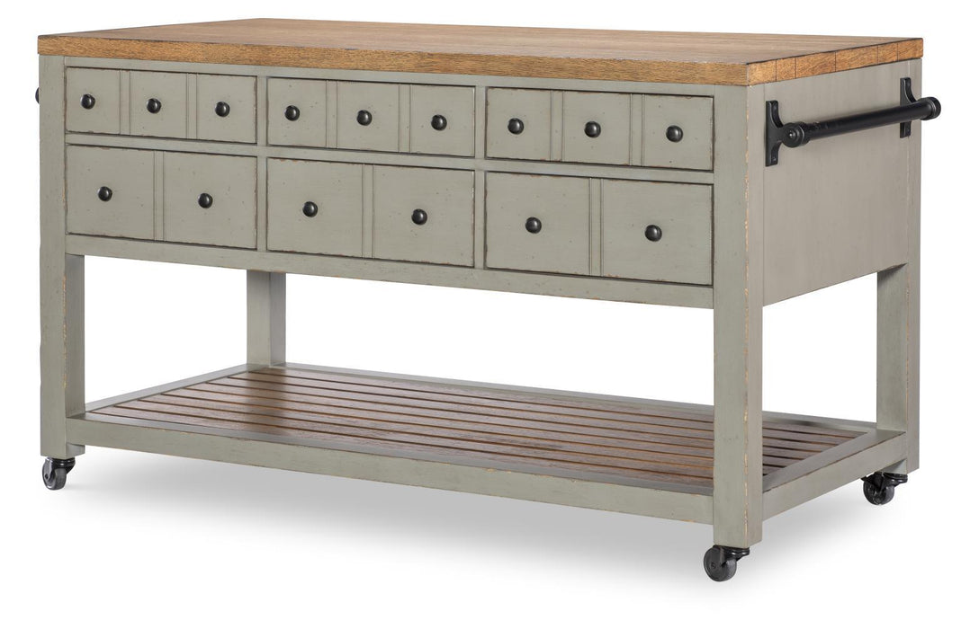 Vintage Market - Kitchen Island 6 Drawer With Casters