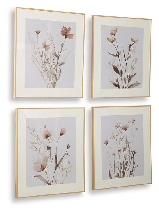 Chettings - Beige / Gray / Blush - Wall Art Set (Set of 4)