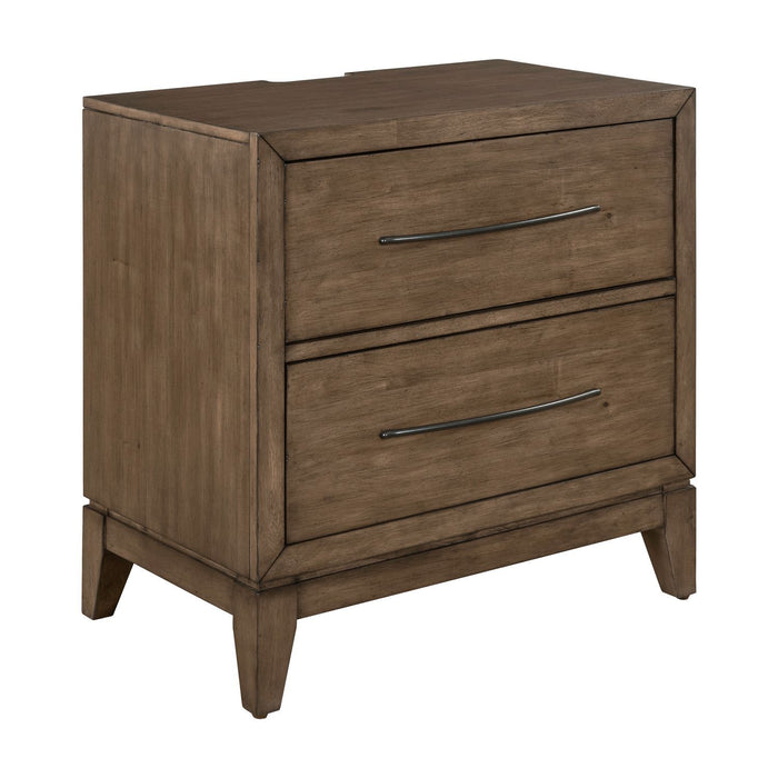 Shaker Lakes - Nightstand With Charging Station - Harvest Brown