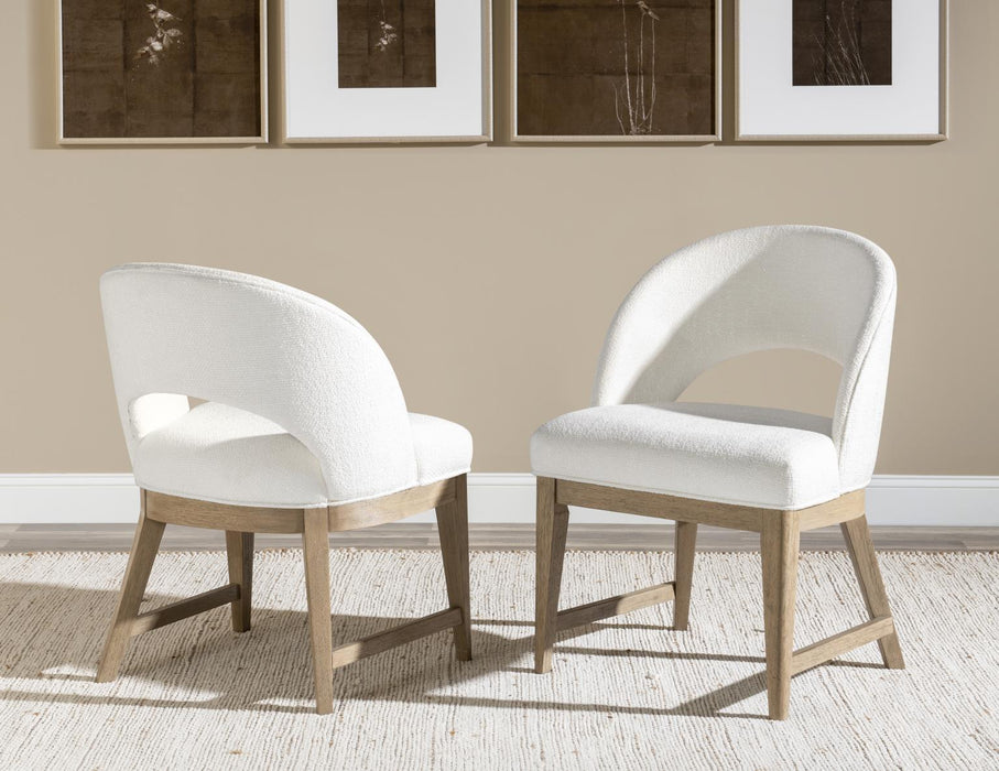 Melrose - Upholstered Arm Chair (Set of 2) - Cloud White And Desert Oak
