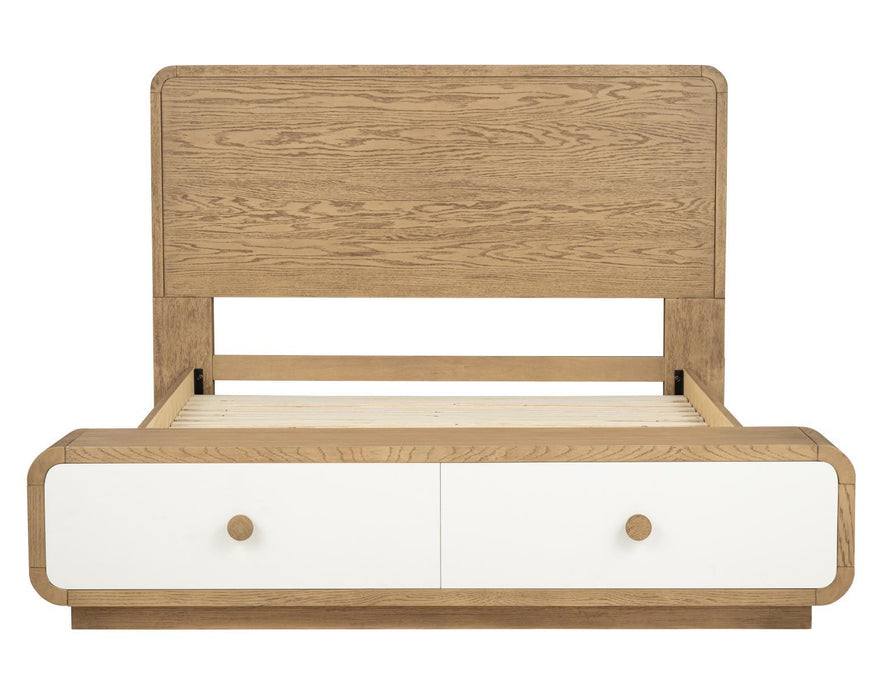 Margot - Full Storage Footboard With Slats - Desert Oak And Cloud White