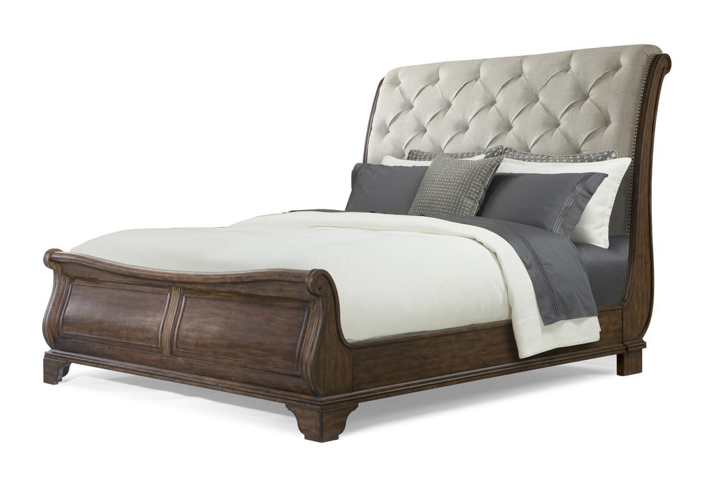 Trisha Yearwood Home - Queen Upholstered Sleigh Headboard - Coffee