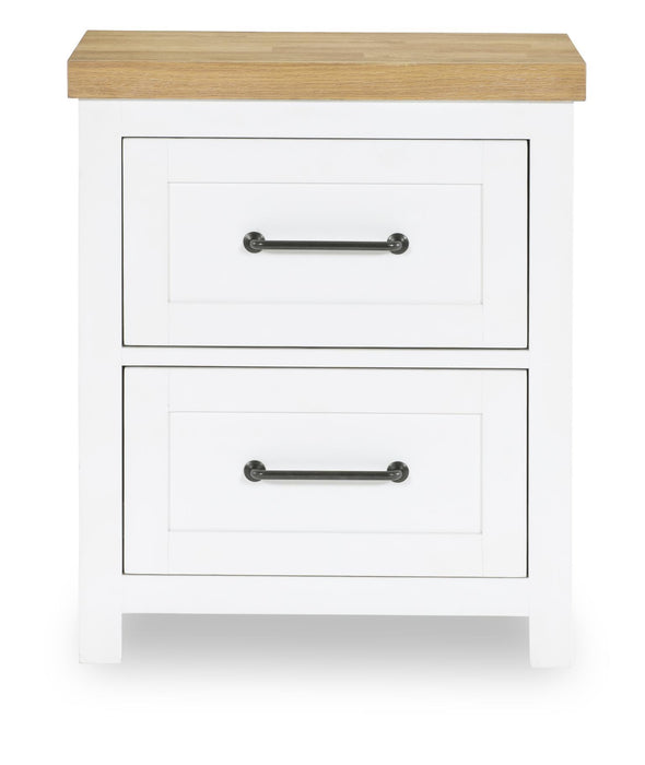 Horizons - 2 Drawers Nightstand - Pure White / Natural Oak