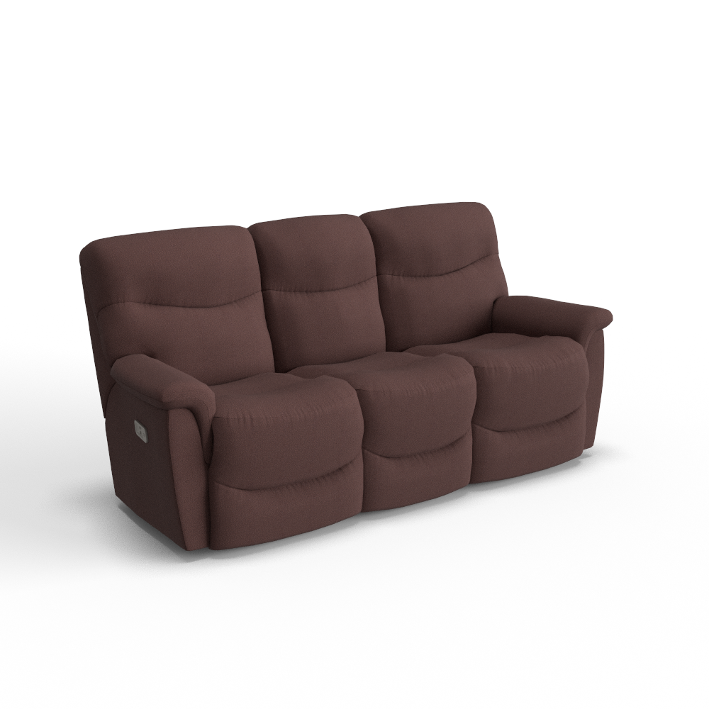 La-Z-Boy James U44521 power reclining sofa with headrest in Burgundy B153808, configured product view
