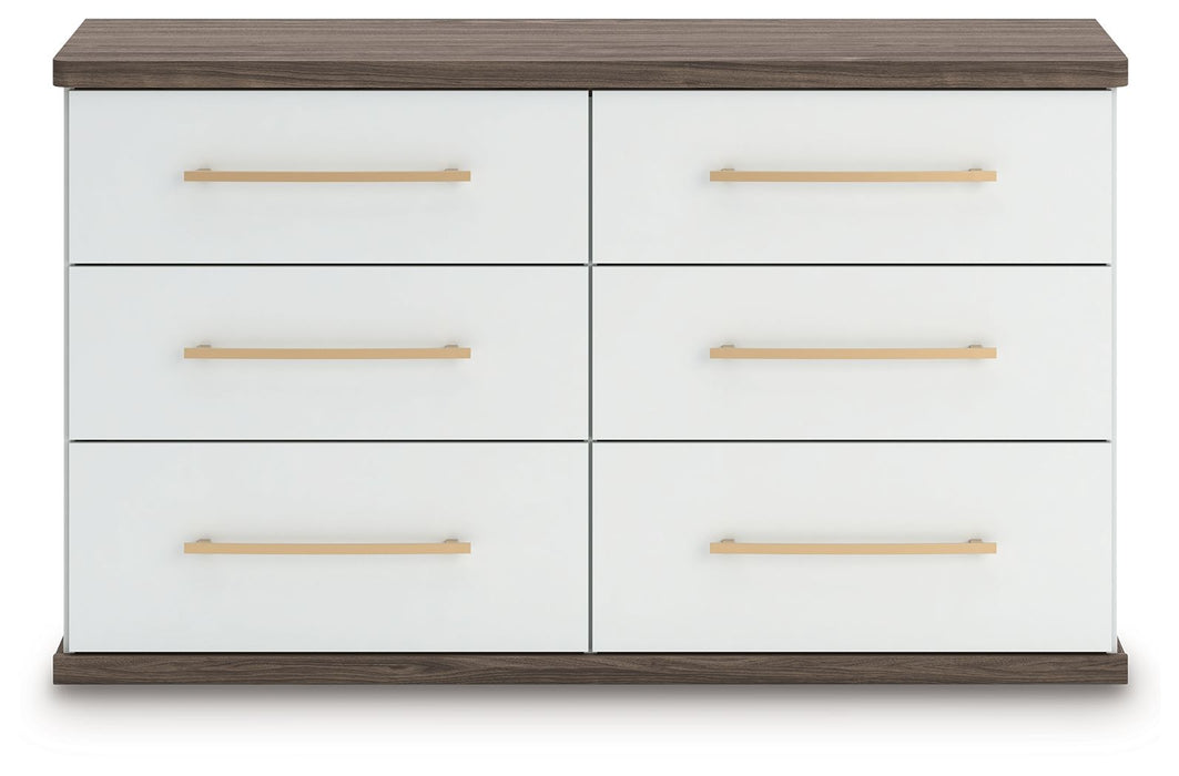 Kendanport - Brown / White - Six Drawer Dresser